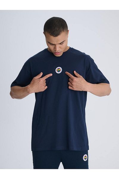 Fenerium Fenerbahçe Marineblaue Tribüne Hurra Fenerbahçe Männer Oversized tričko