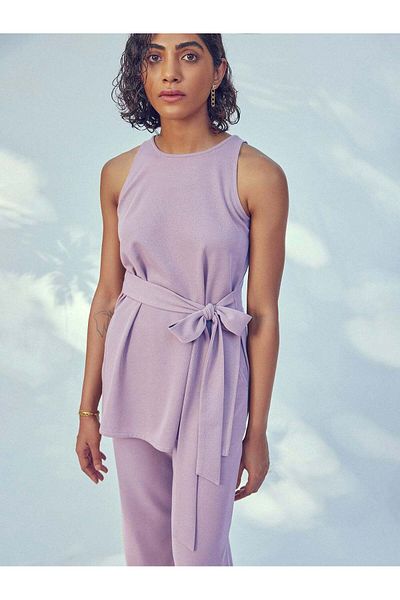 The Label Life Lilac Knit Front Tie Top – Stylish & Versatile