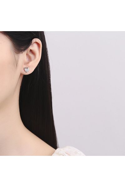 delis Cercei Argint 925, Jw741, Model Inima, Placati Cu Rodiu