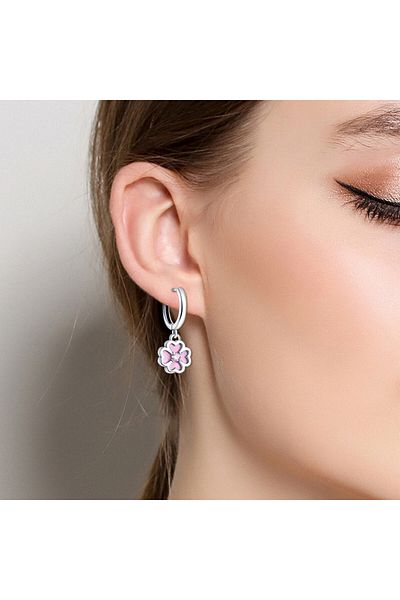 delis Cercei Argint 925, Jw511, Model Floare, Placati Cu Rodiu
