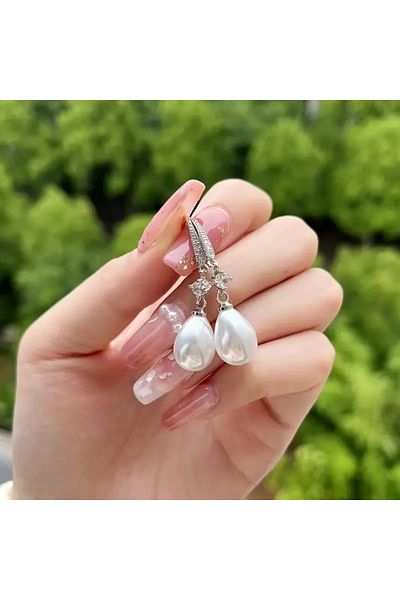 delis Cercei Argint 925, Jw1113, Model Elegant Cu Perla, Placati Cu Rodiu