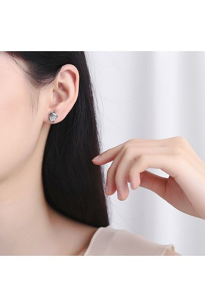 delis Cercei Argint 925, Jw805, Model Broasca Testoasa, Placati Cu Rodiu