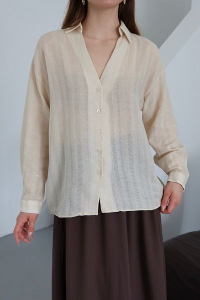 Laluvia Πέτρινο διάφανο πουκάμισο Oversize - 4957