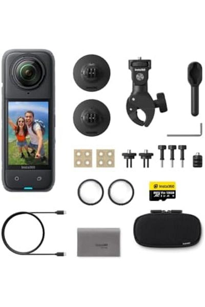 Insta360 X4 Motorcycle Bundle- 8K Waterproof 360 Action Camera, 4K Wide-Angle Video, 135 Min Battery