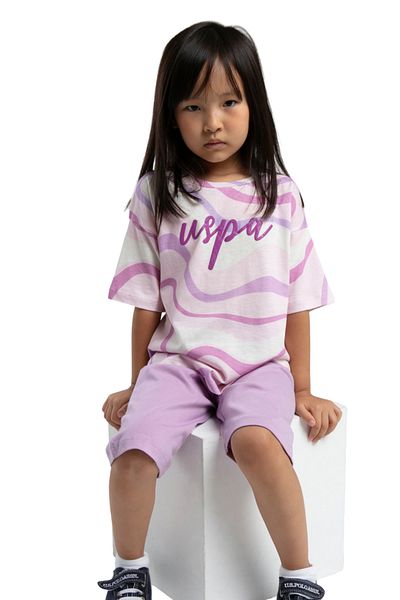 U.S. Polo Assn. U.S. Polo Girl's Crew Neck Short Sleeve Two-Piece Suit with Bermuda Shorts Vr.U.S.D20.Kç62.Y.11