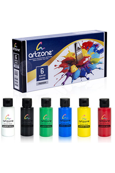 Artzone Akrilik Boya Seti 6 Renk x 60ml. - Ana Renkler