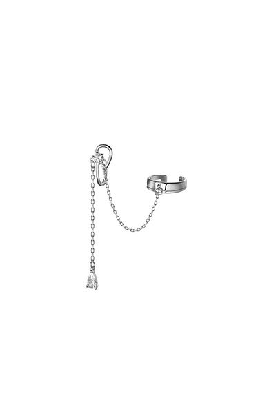 delis Cercel Ear Cuff Argint 925, Jw1101, Model Cu Lant Pentru Urechea Stanga, Placat Cu Rodiu