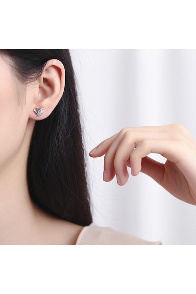 delis 925 Silver Earrings, Jw759, Heart Pattern, Rhodium Plated