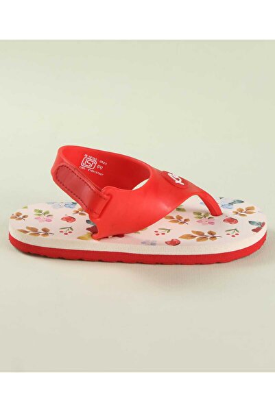 Babyoye Babyoye Flip Flops with Velcro Closure & Leaves Print - Red