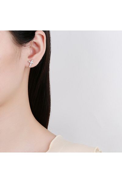 delis Cercei Argint 925, Jw749, Model Cruce, Placati Cu Rodiu