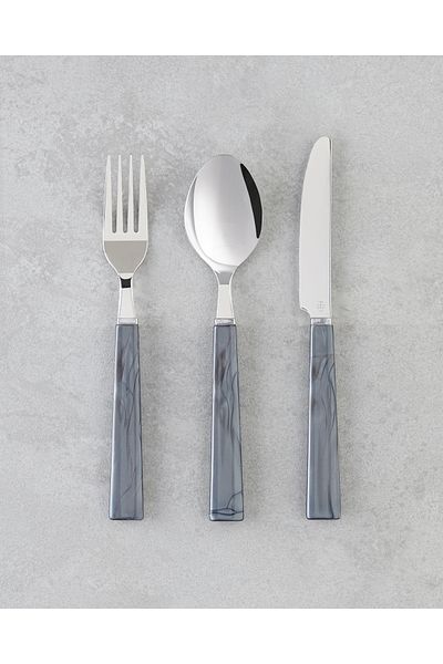 English Home Diego 18/10 Stainless Steel Fork Spoon Knife Set. 18 Pieces Black for 6 People