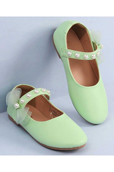 Pine kids Pine Kids Bow & Pearl Detailing Ballerinas with Velcro Closure - Sea Green