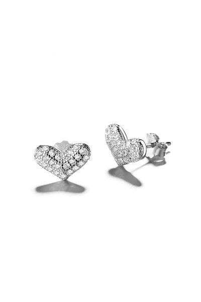 delis 925 Silver Earrings, Jw755, Heart Pattern, Rhodium Plated