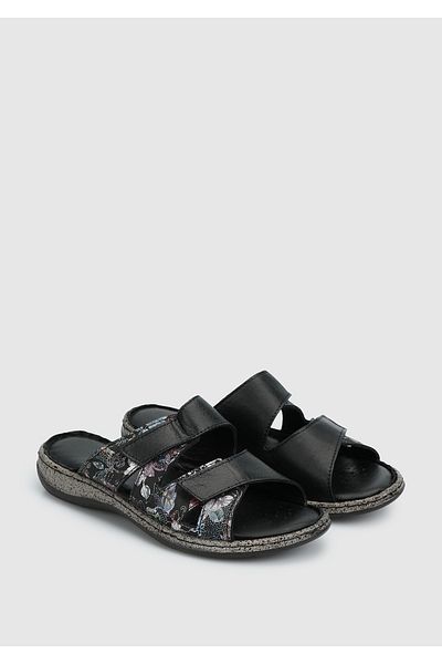 Eclipse Black Leather Women's Comfort Slippers