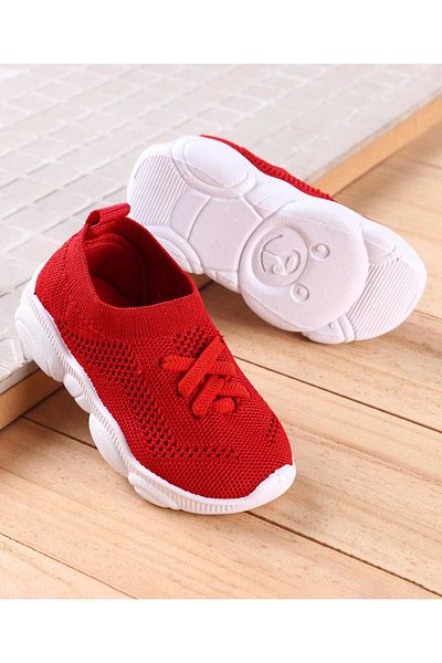 Babyoye Babyoye Slip On Sneakers with Lace Detailing - Red