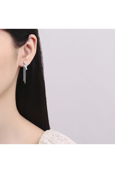 delis Cercei Lungi Argint 925, Jw856, Model Elegant, Placati Cu Rodiu