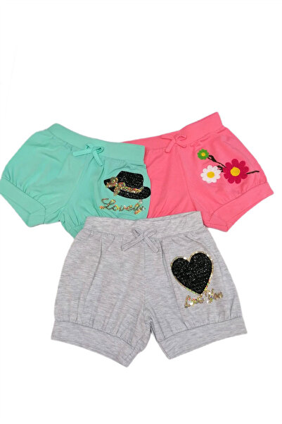 Cici kız Baby Junior Boys' and Girls' Casual Embroidered Sequin Shorts - Sing...