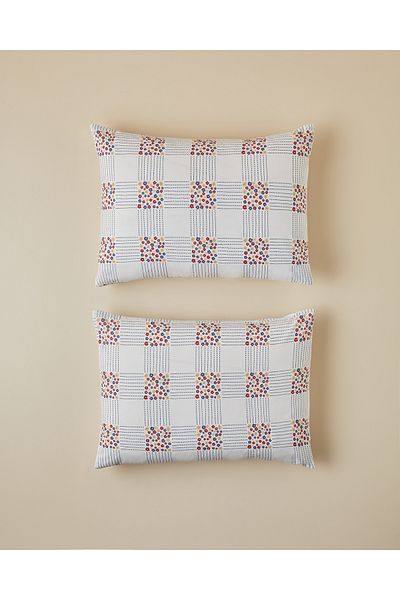 English Home Daisy Plaid Easy-Iron 2-Piece Pillow Case 50X70 cm Red - Blue