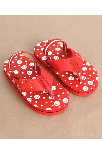 Cute Walk by Babyhug Cute Walk by Babyhug Back Strap Closure Boat Graphic Flip Flops - Red