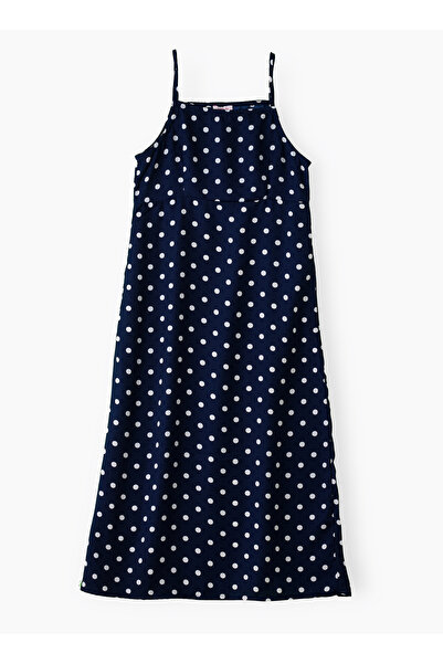 Basicxx Girls' Navy Blue Polka Dot Spaghetti Strap Maxi Dress