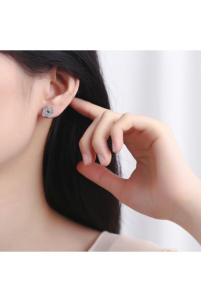 delis Cercei Argint 925, Jw699, Model Nod, Placati Cu Rodiu