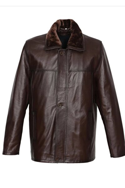 Sanalbolluk Battal Beden Kışlık Erkek Deri Kaban Fındık Renk