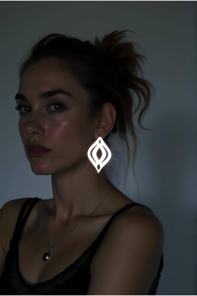 Angels Passion White Reflective Motif Drop Earrings, Stylish Laser Cut Earrings - Apbj008