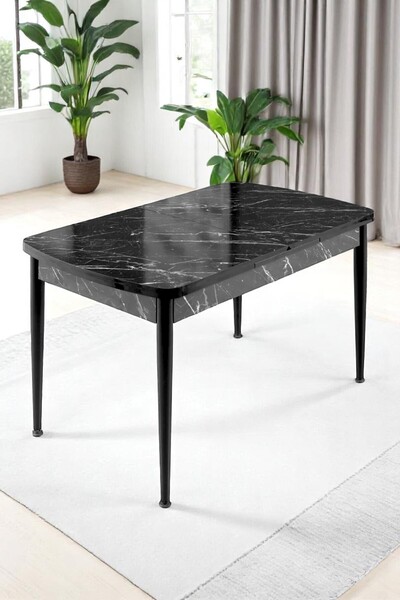 MYMASSA Bendir Mutfak Masası - Metal Siyah Ayak - Açılır Masa