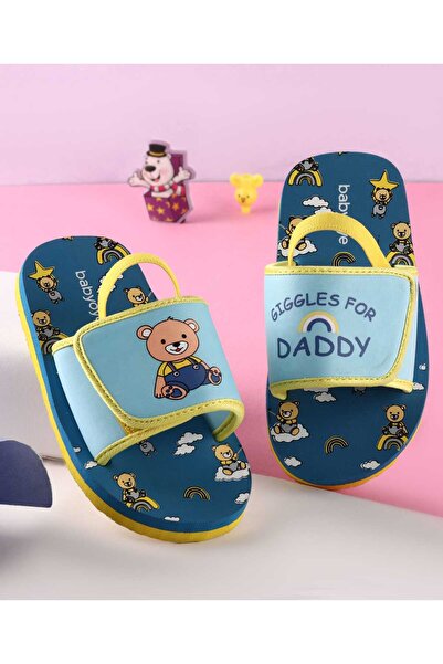 Babyoye شبشب بيبيوي بطبعة دب مع حزام خلفي - أزرق