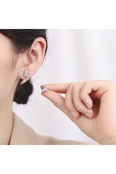 delis Cercei Argint 925, Jw724, Model Catelus, Placati Cu Rodiu