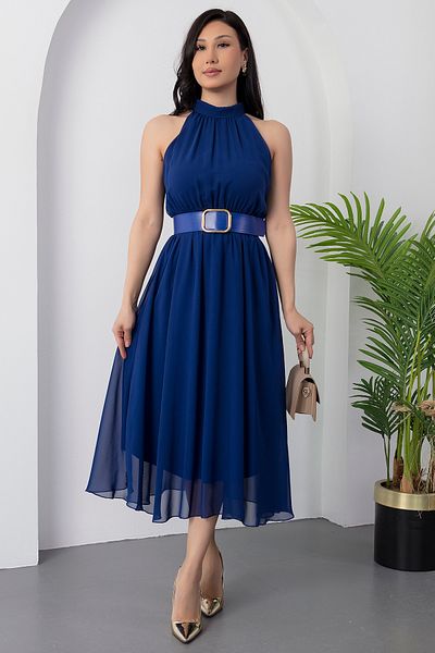 PULLIMM Rochie din șifon căptușită cu decolteu cu căpăcel GRS3734