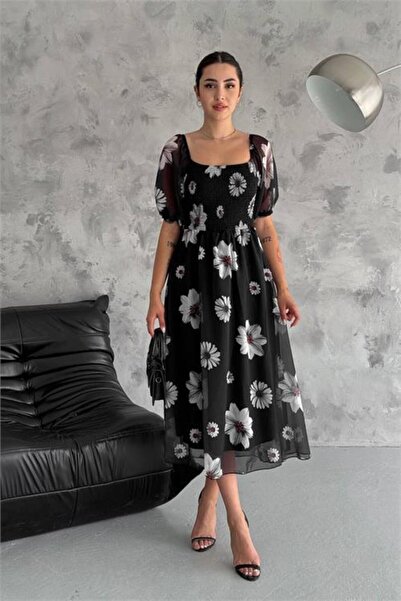 Dipmoda فستان شيفون مبطن بياقة جيبلي مادونا للسيدات من Dipmoda DPQ007