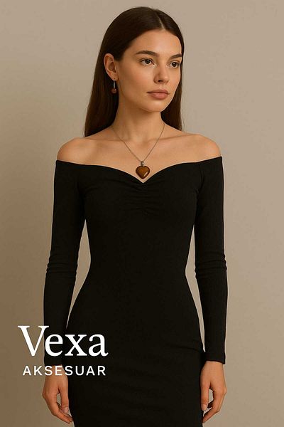 anonim Natural Stone Necklace and Earring Set - Special Wooden Box |   Healing Stone Jewelry |   Vexa Accessory