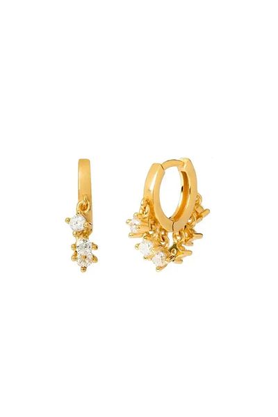 delis 925 Silver Earrings, Jw1061, Elegant Model With White Zirconia, Gold Plated