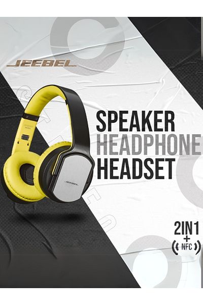 Jeebel | Wireless Bluetooth Headphone & Dual Speakers, 14H Playtime, Bass, Twist-Out Feature |YW