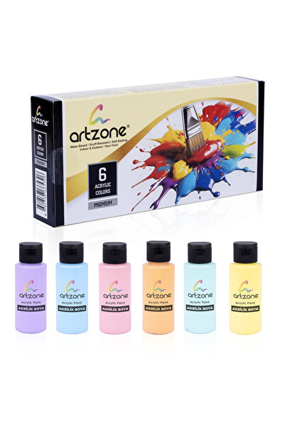 Artzone Akrilik Boya Seti 6 Renk x 60ml. - Pastel Renkler (ys)