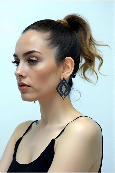 Angels Passion Black Motif Drop Earrings, Stylish Laser Cut Earrings - Apbj008