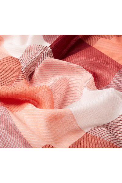 ipekevi Burgundy Salmon Cube Block Wool Shawl