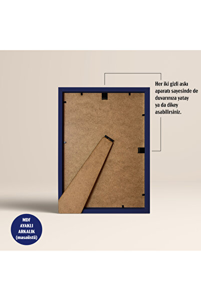 HOMEPACK 10X15 CM Cadru de afiș cu rame din lemn albastru, cadru gol, BLUE-MASAUSTU-10X15