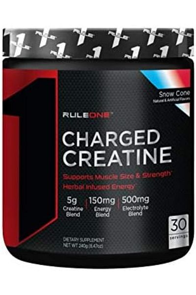 Rule 1 Rule1 Charged Creatine for Energy and Performance Support | Snow Cone | Dietary Supplement | 30 Se