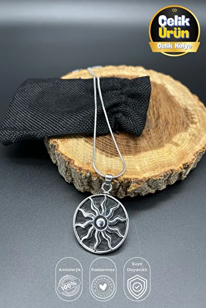 Balzamin Design Stainless Tarnish Silver Color Steel Yeast Sun 316L Snake Chain Unisex Steel Necklace