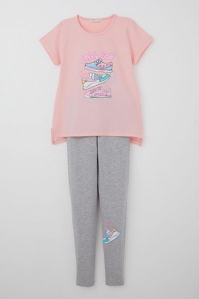 Breeze Girl's Tights Set Colorful Shoes Printed 5-10 Years, Pink