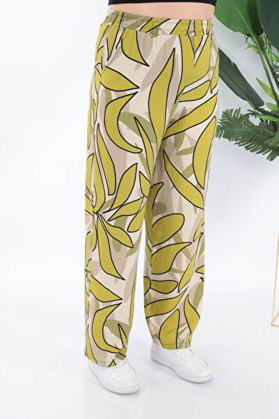 STELLETO Woven Viscose Patterned Flowy Wide Leg Summer Trousers