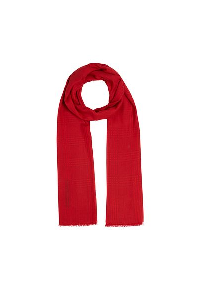 ipekevi Red Plaid Pattern Plain Cotton Silk Shawl