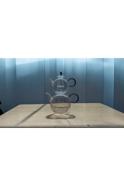 Kuka Borosilikat Isıya Dayanıklı Cam Çaydanlık Özel Tasarım Siyah 600 1500ml