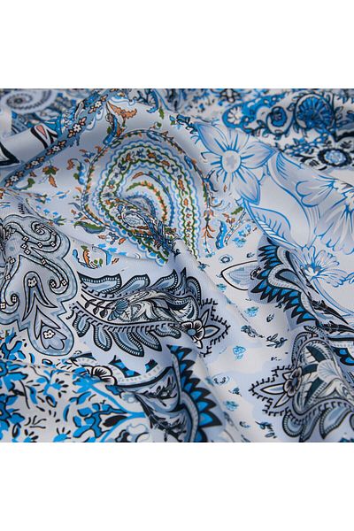 ipekevi Ice Blue Bohemian Chipped Tivil Μεταξωτό Φουλάρι