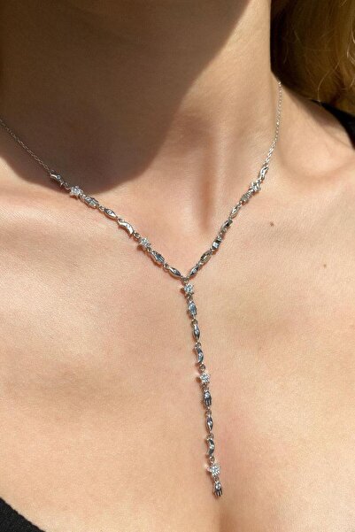 Spossy Silver Jewelry 925 Ayar Gümüş, Silver, Y Şans Kolyesi