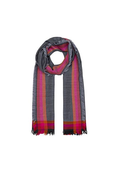 ipekevi Şal de mătase din lână cu model tartan albastru denim