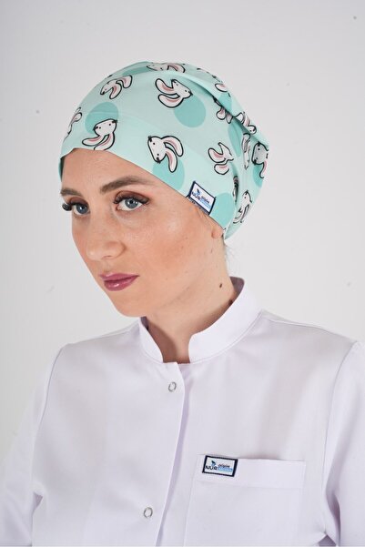 Nur Medikal Giyim Sevimli Tavşan Desenli Tesettür Doktor Hemşire Hastane Aşçı...