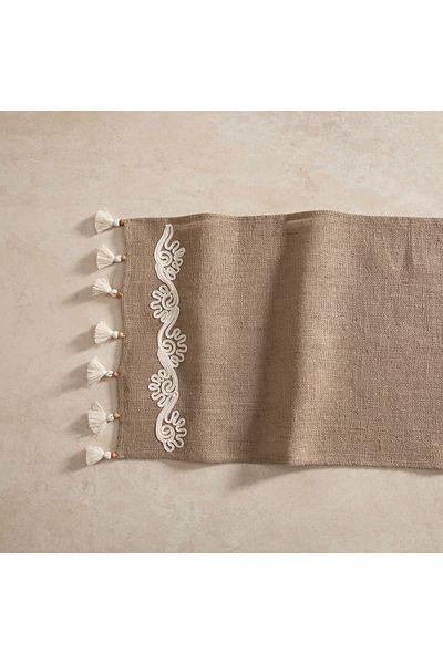 Mudo Home Jute Lase Embroidered Runner 45x130